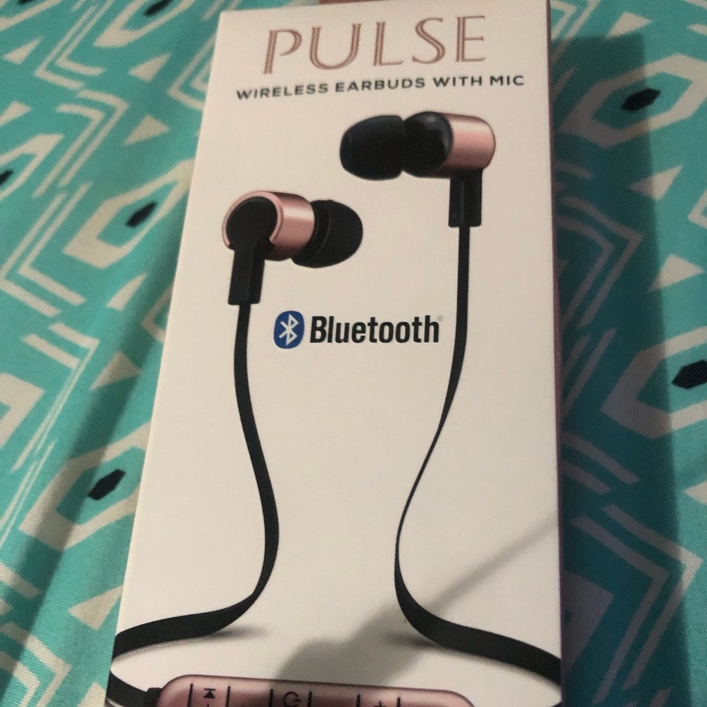 Pulse Rose Gold and Black Wireless Bluetooth Earbuds with Mic